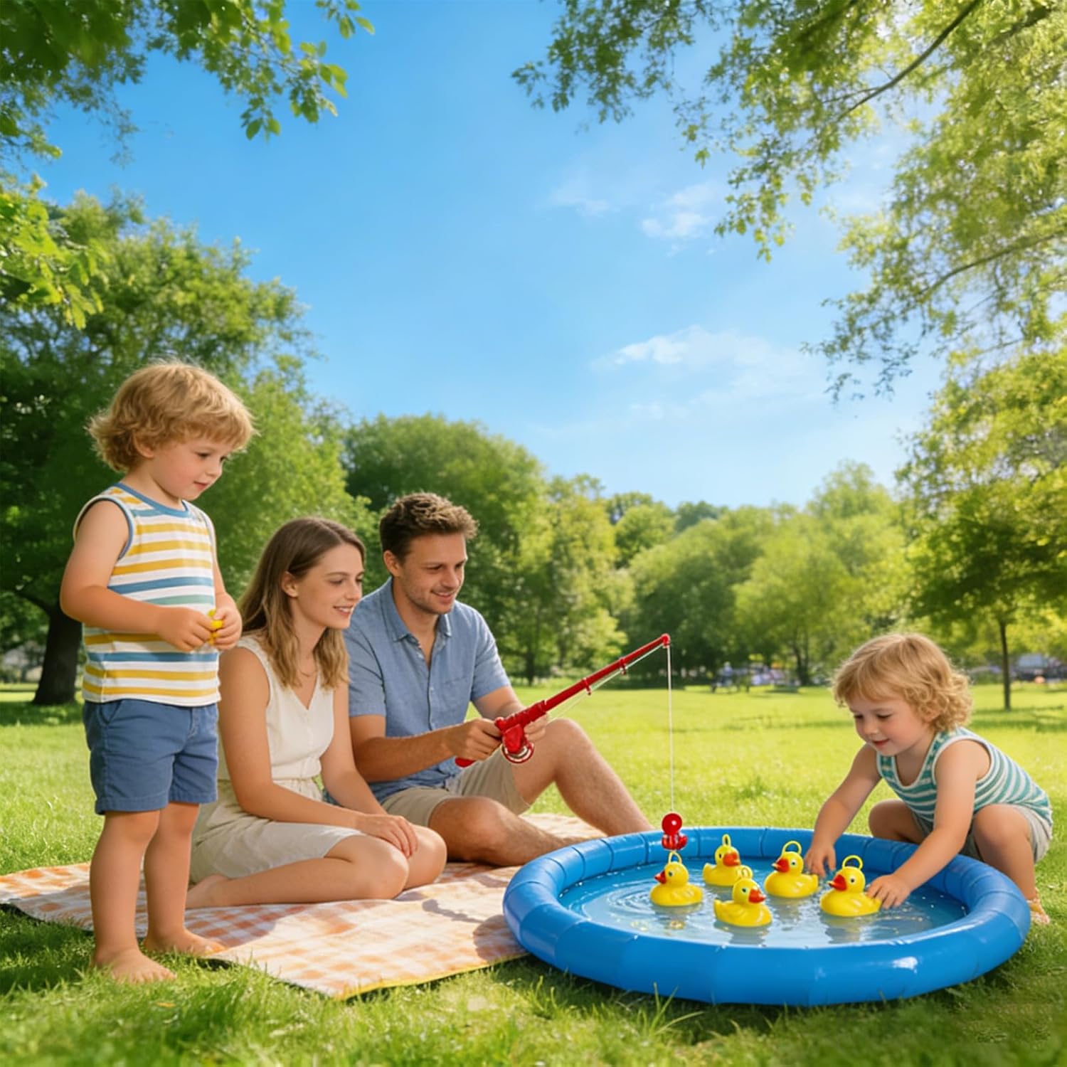 Pool Fishing Game for Kids 3-8, Funny Kids Fishing for Ducks, Water Table Pool Floating Ducks with Fishings Pole, Bathtub Gift