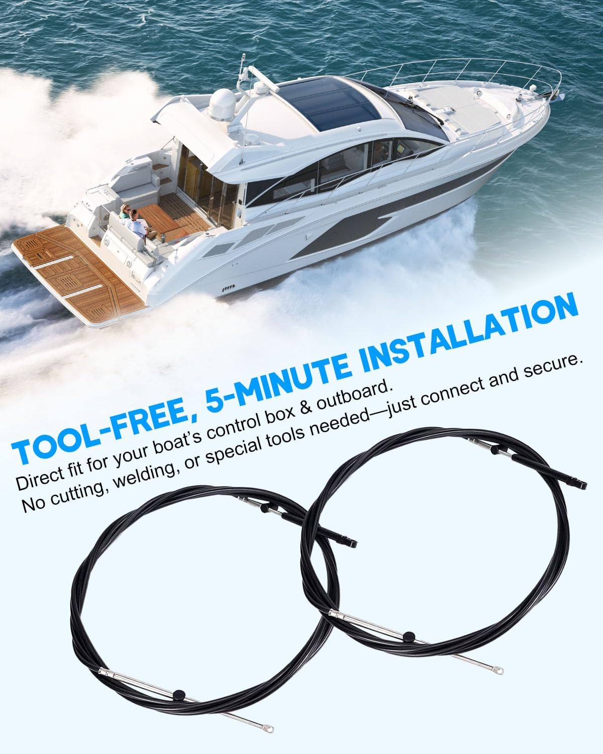 GEN 1 Boat Outboard Throttle and Shift Control Cables Fit for Mercury MerCruiser Quicksilver Marine Outboard, 33C Remote Cable Replacement CC17918, 600A Gen I Control System, 18ft, 2pcs