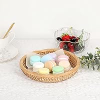 Vista 5 de Hipiwe Cesta Pequeña Redonda para Llaves Tazón para Entrada 8.6" Cesta de Almacenamiento de Mimbre Tejida a Mano Cesta Decorativa de Ratán Cestas