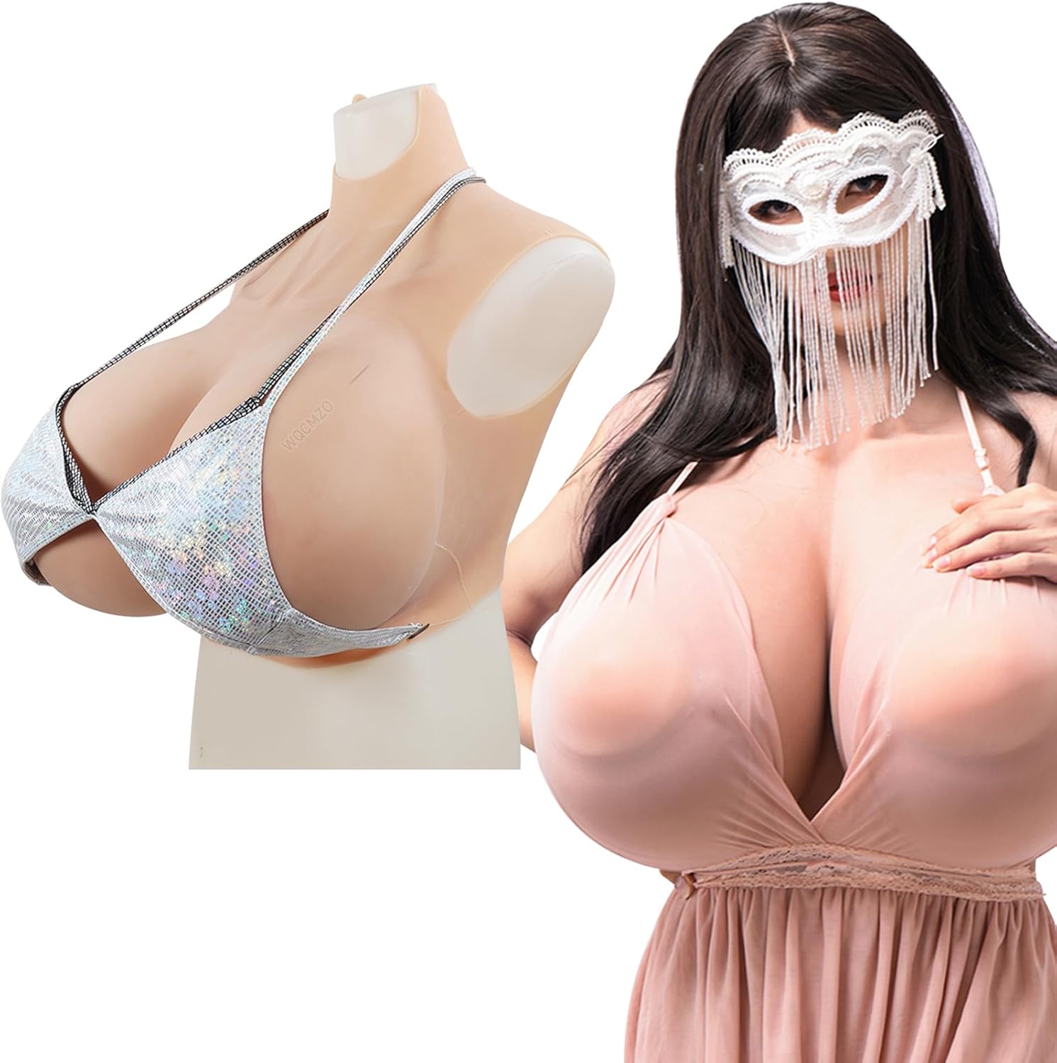 Z Cup Breastplate, Silicone Breast Forms High Neck Fake Boobs Enhancer Realistic Touch Soft Large Voluptuous Curves