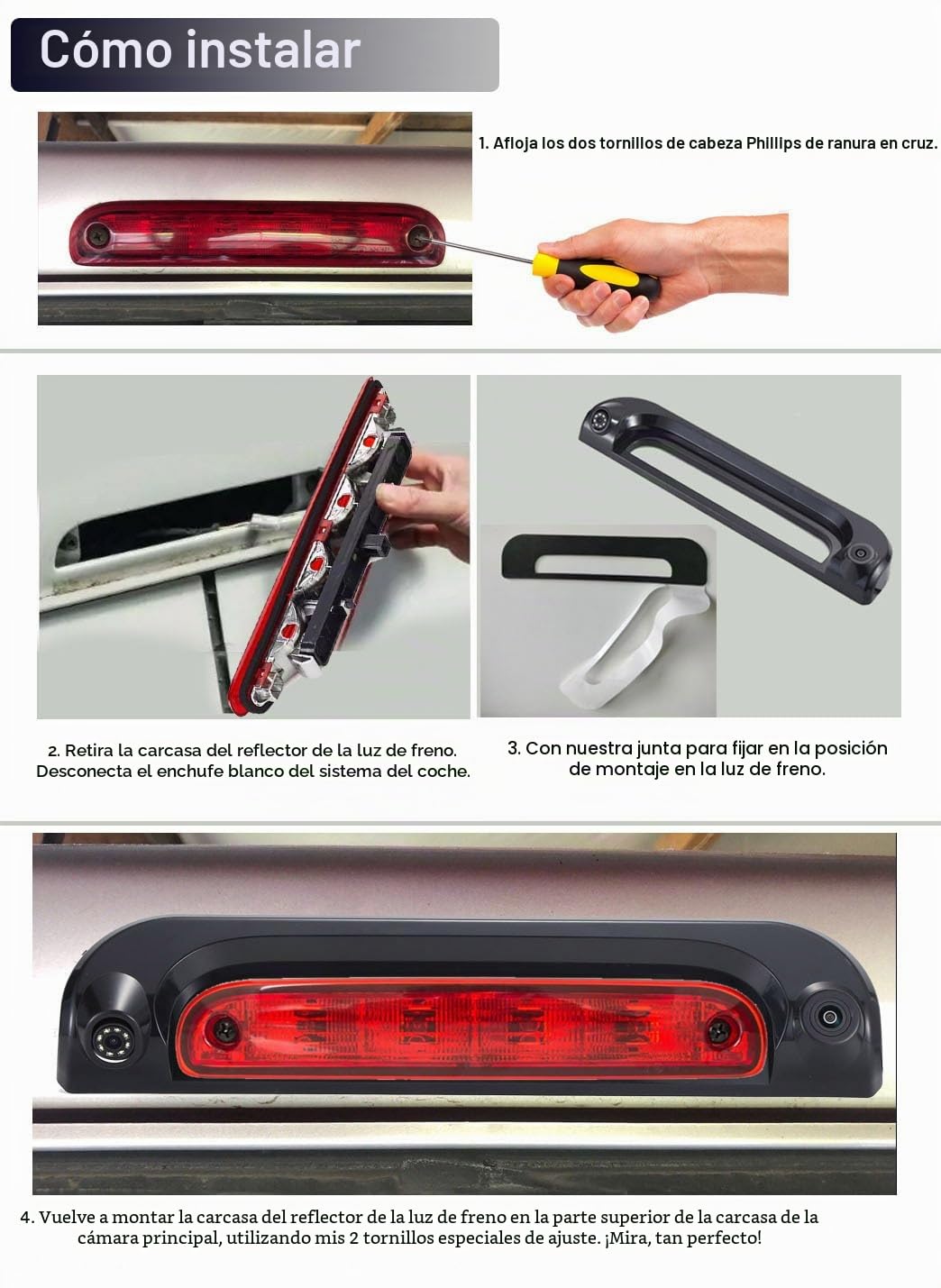 Sistema de marcha atrás HD Transporter con luz de freno, cámara de aparcamiento, compatible con Fiat Ducato X250 X251 290 290 X/Citroen Jumper 244 Z 250 2500/Peugeot Boxer Furgon MK3/Opel Movano
