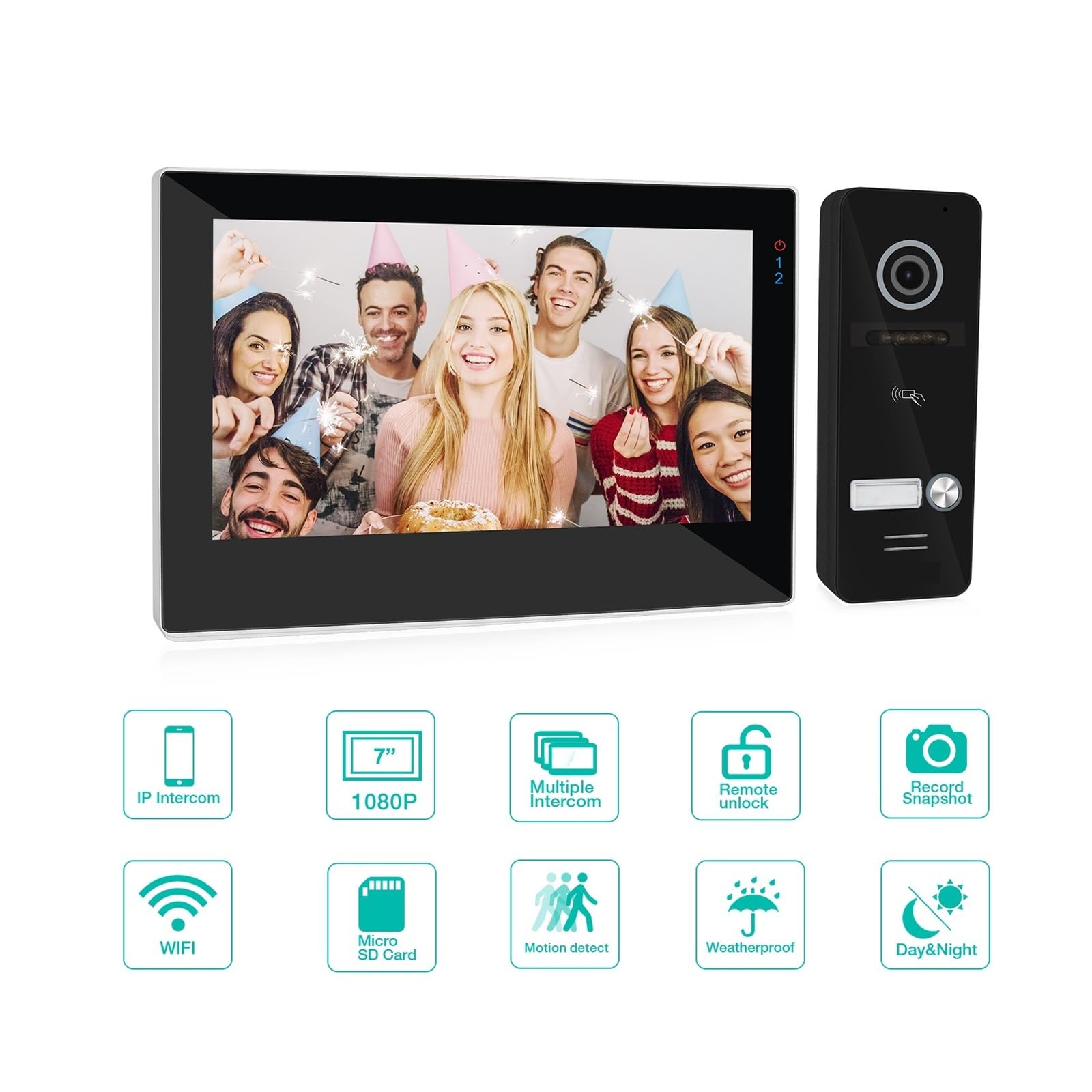 7-calowy Bezprzewodowy Inteligentny Domofon Wideodomofonowy Wi-Fi IP(4M1D-1button)