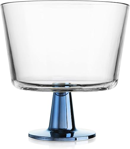 Miniatura 4 de Elegant Home - Cuenco de frutas y ensaladas con patas de color de vidrio (azul)