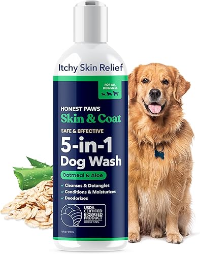 Honest Paws Champú y acondicionador para perros, lavado prémium para perros para alergias y sequedad, picazón, hidratante para pieles sensibles, sin