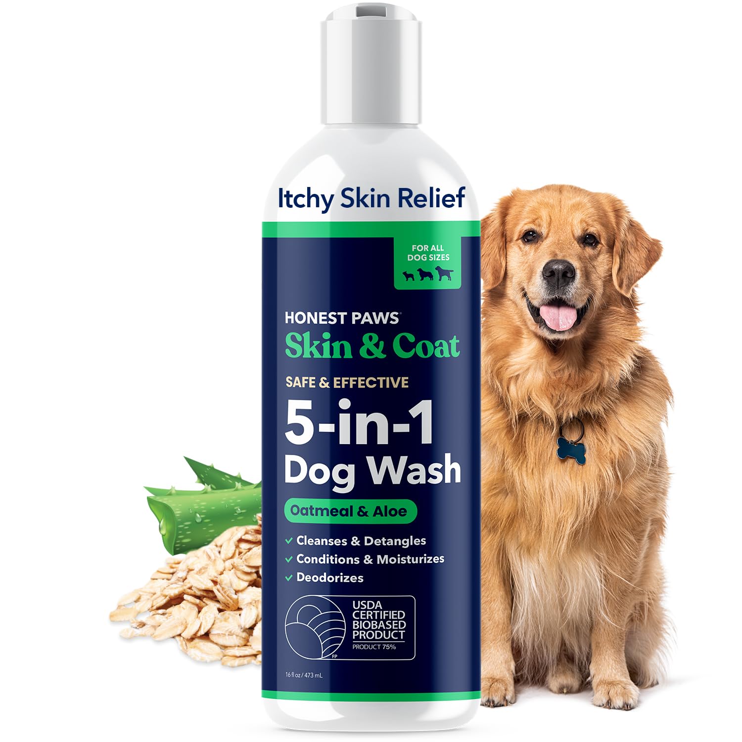 Honest Paws Dog Shampoo and Conditioner - Premium Dog Wash for Allergies and Dry, Itchy, Moisturizing for Sensitive Skin - Sulfate Free, Plant Based,