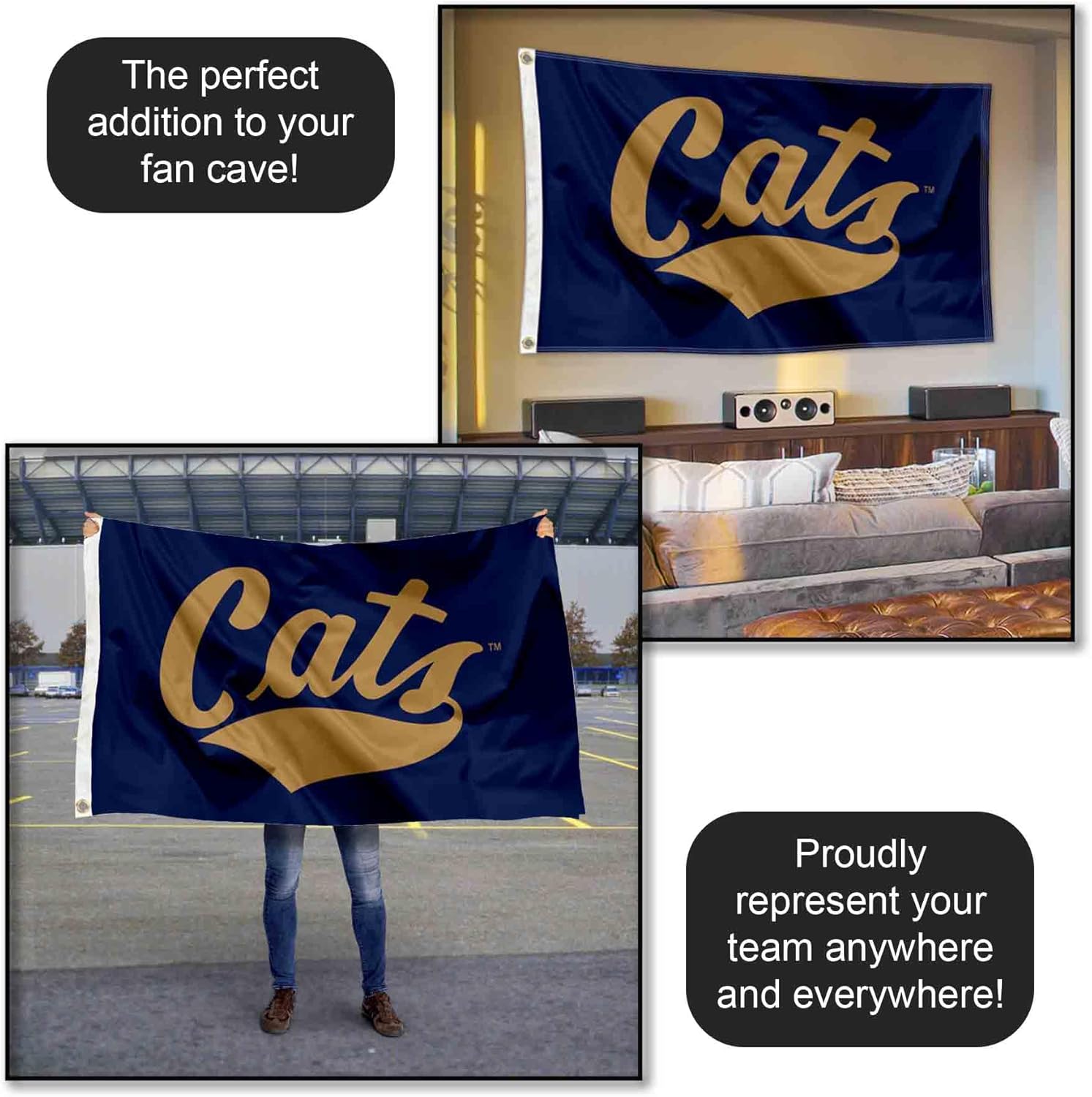 College Flags & Banners Co. Montana State Bobcats Script Cats Large Grommet Banner Flag
