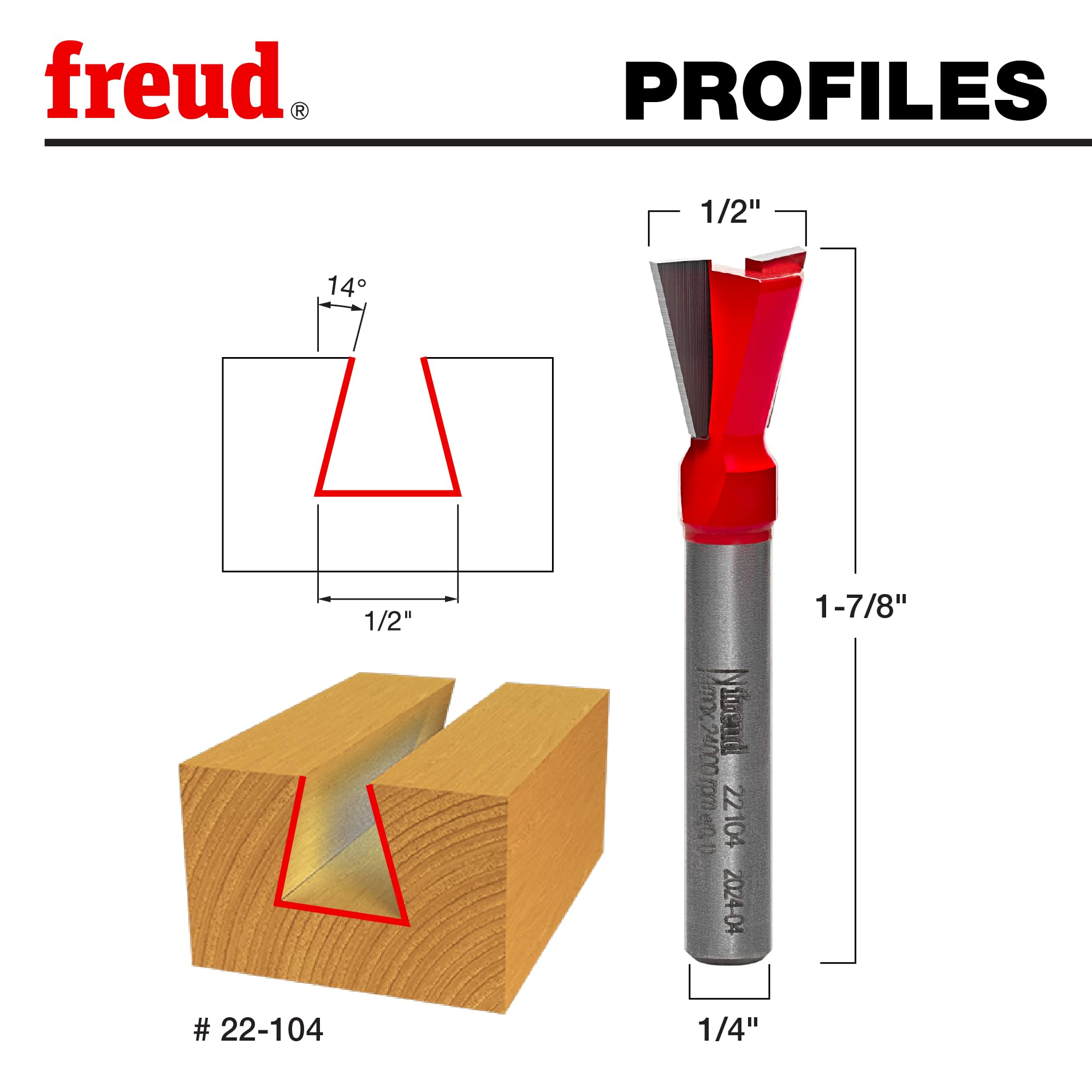 Freud 1/2" Dovetail Router Bit - Precision Cuts -3 Freud 1/2" Dovetail Router Bit - Precision Cuts -3