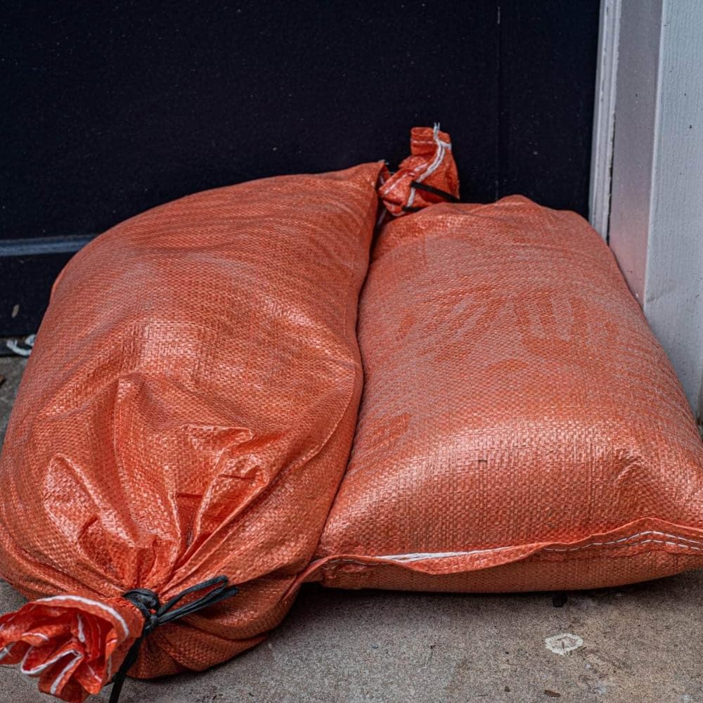 SGT KNOTS Heavy Duty Empty Sand Bags, Polypropylene, Lightweight, Reusable Sandbags for Flooding, Construction, Flood Water Barrier, Store Bags & Outdoor Use (14x26 inch - 10 Pack, Orange)
