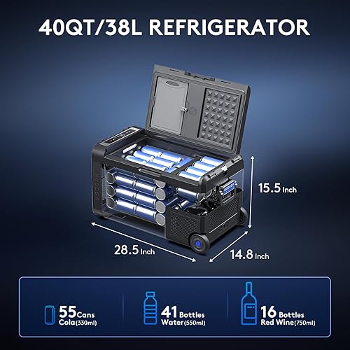 Miniatura 2 de BODEGA COOLER Refrigerador de coche de 12 voltios, congelador portátil con control de aplicación WIFI, refrigerador de automóvil de 40 cuartos de
