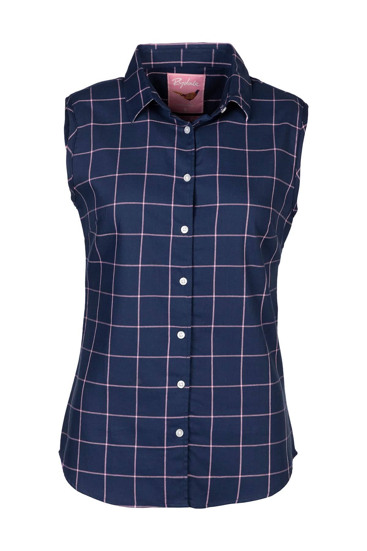 Rydale Women's Laura Small Navy Sleeveless Country Shirt Summer Shirts Blouse Top Vest Button Down (, 8)
