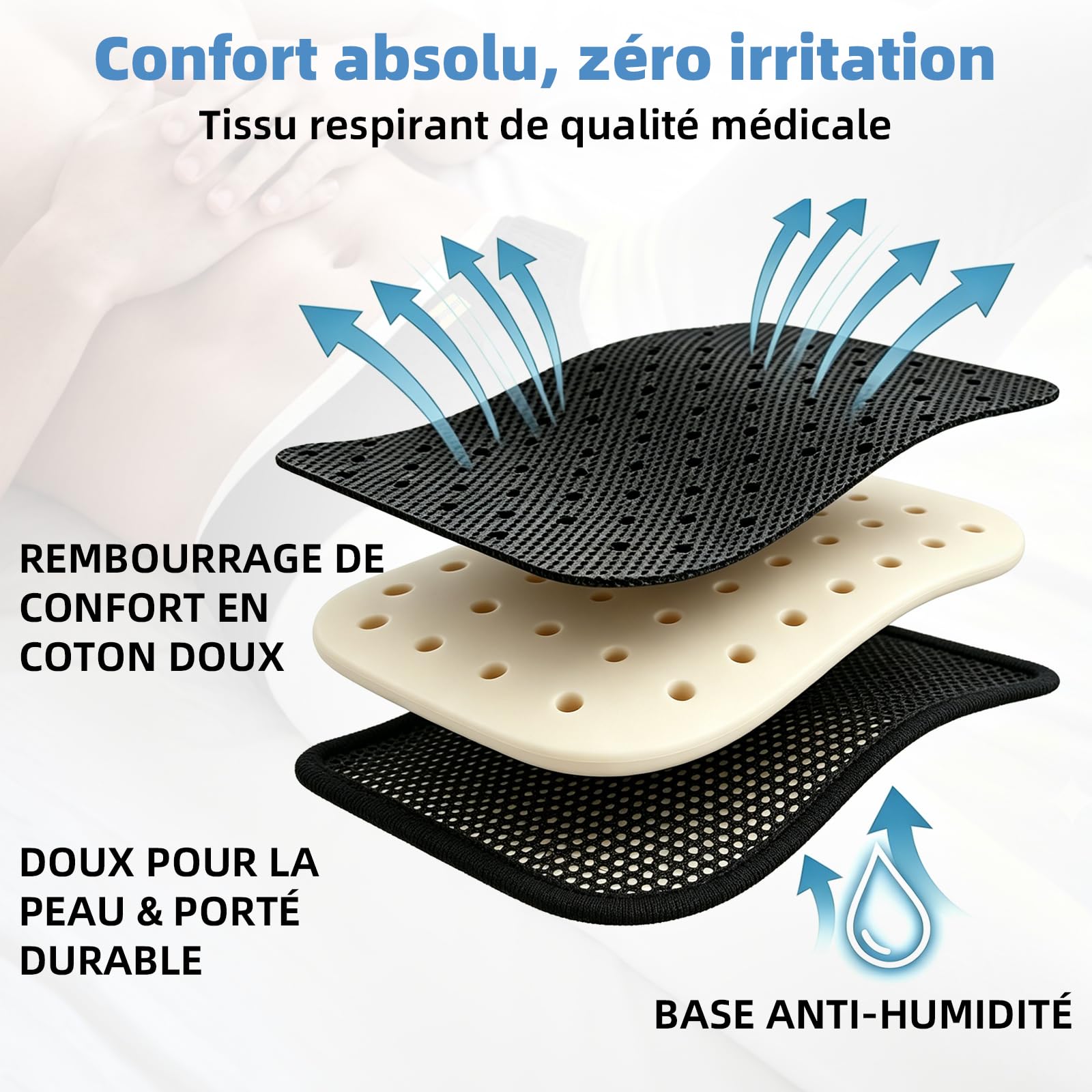 Tenbon Ceinture herniaire pour homme et femme Ceinture herniaire réglable flexible Soutien herniaire Soulagement de la douleur avec coussinets de compression amovibles Hernie (Black, M)