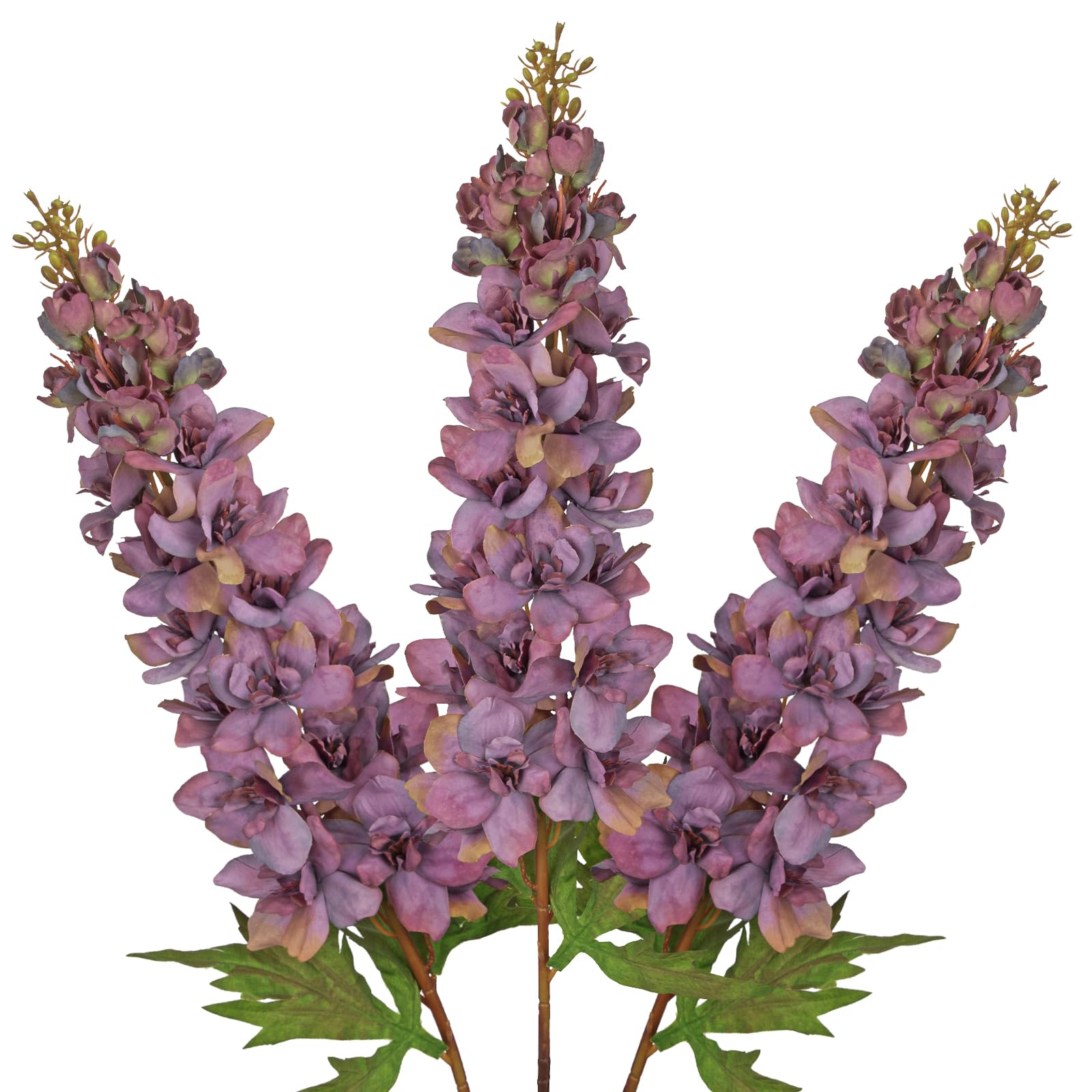 Oairse 3PCS Artificial Flower Stems 92cm Tall Faux Delphinium Flowers