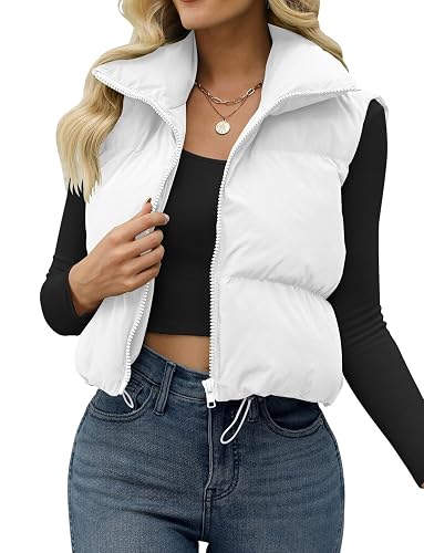 JZC Women's Crop Puffer Vest Lightweight Sleeveless Jacket 2025 Fashion Winter Outerwear Padded Gilet