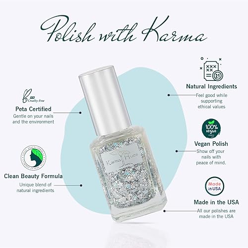 Miniatura 3 de Karma Organic Esmalte de uñas natural, no tóxico, pintura de uñas vegana y libre de crueldad (bomba de brillantina)