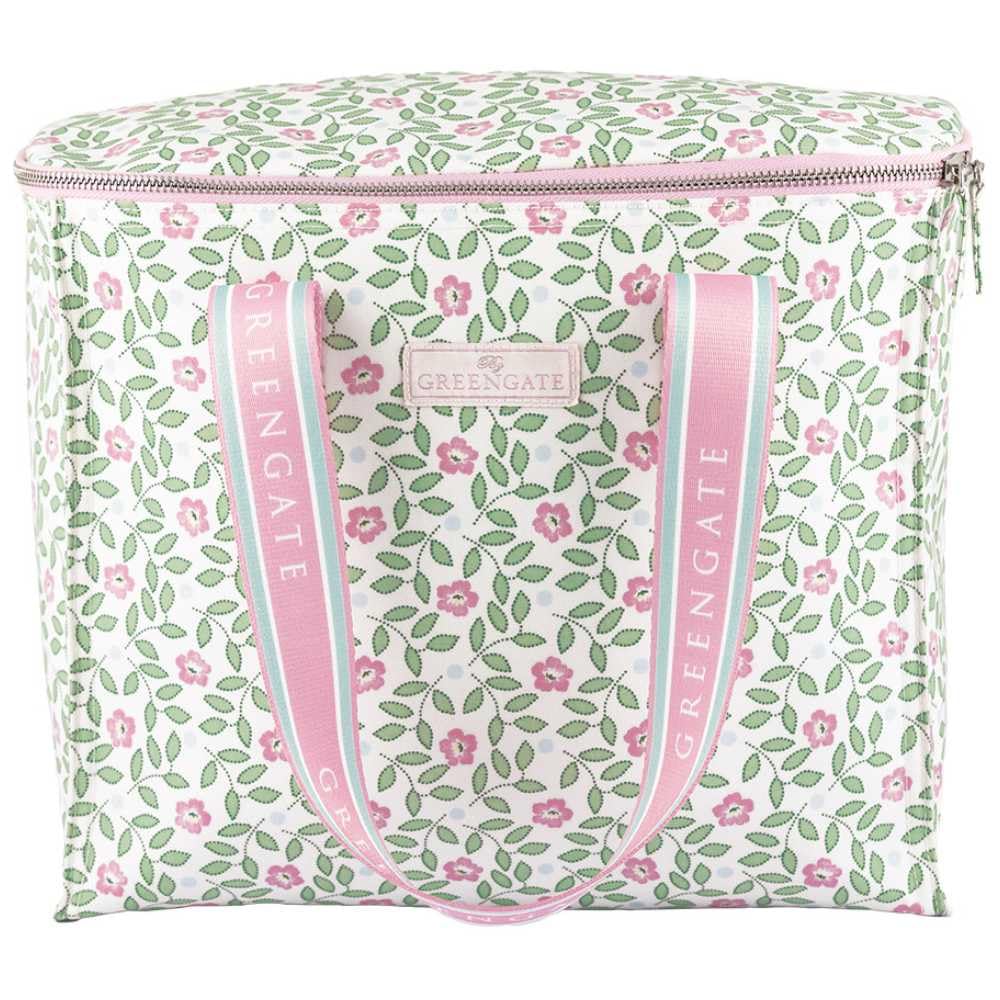 GreenGate Kühltasche Lotta Weiß Grün Blumen Isoliertasche Picknick