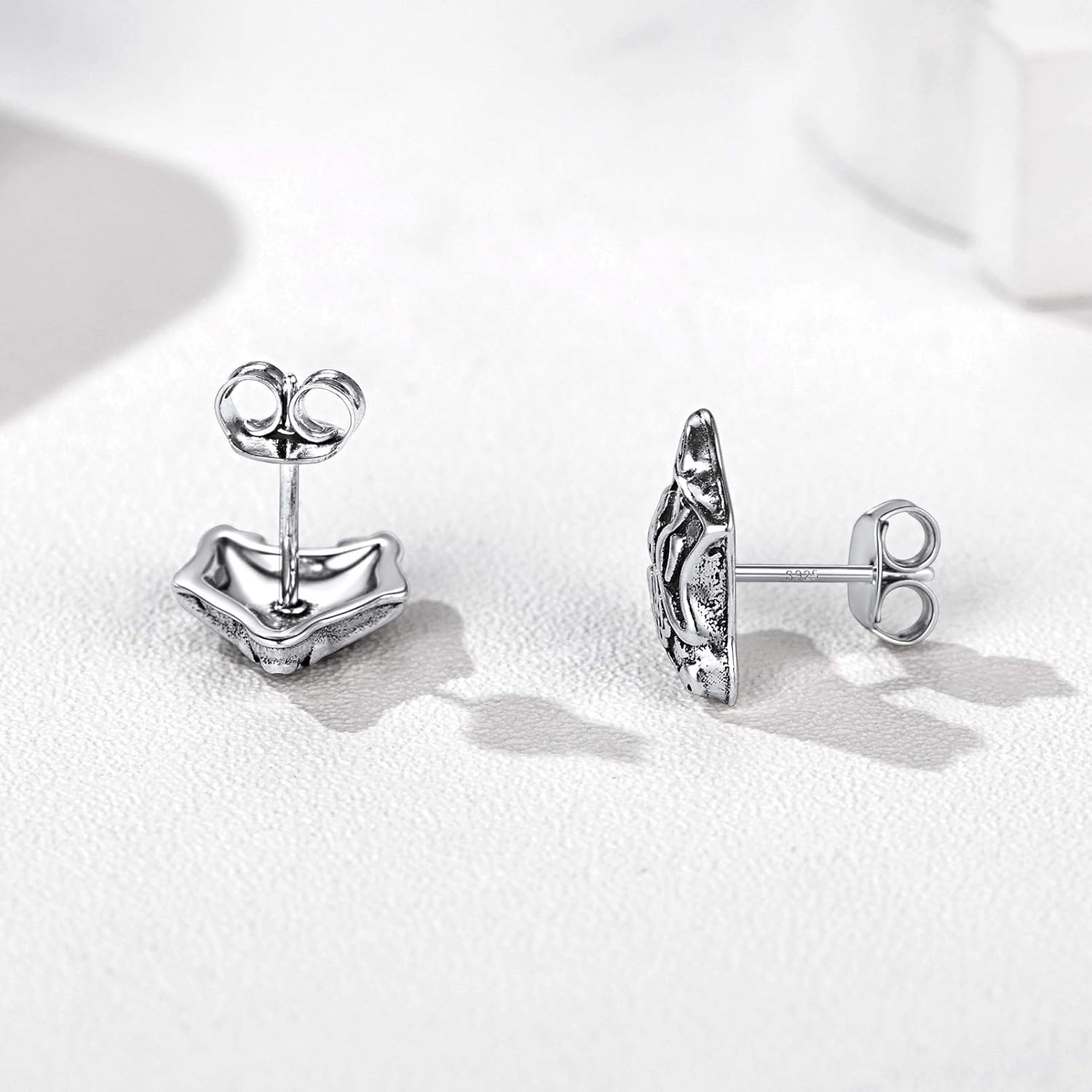 Silvora Norse Viking Jewelry Thor's Hammer Studs Sterling Silver Vintage Celtic Knot Wolf Head Stud Earrings for Women Men