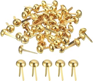 uxcell 200pcs Bag Feet Stud Spike 8mm Round Purse Nailheads Gold