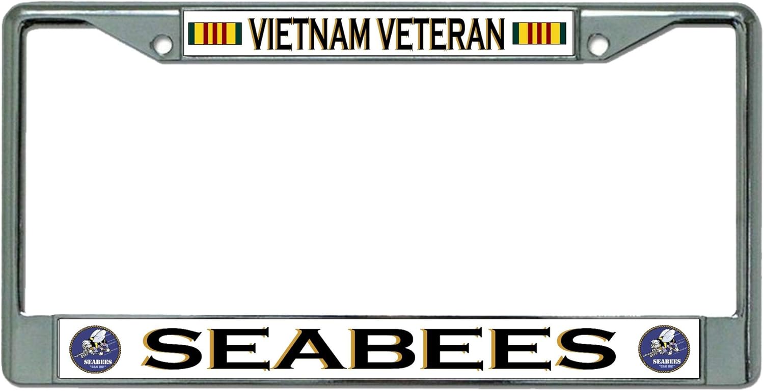 Seabees Vietnam Veteran Chrome License Plate Frame
