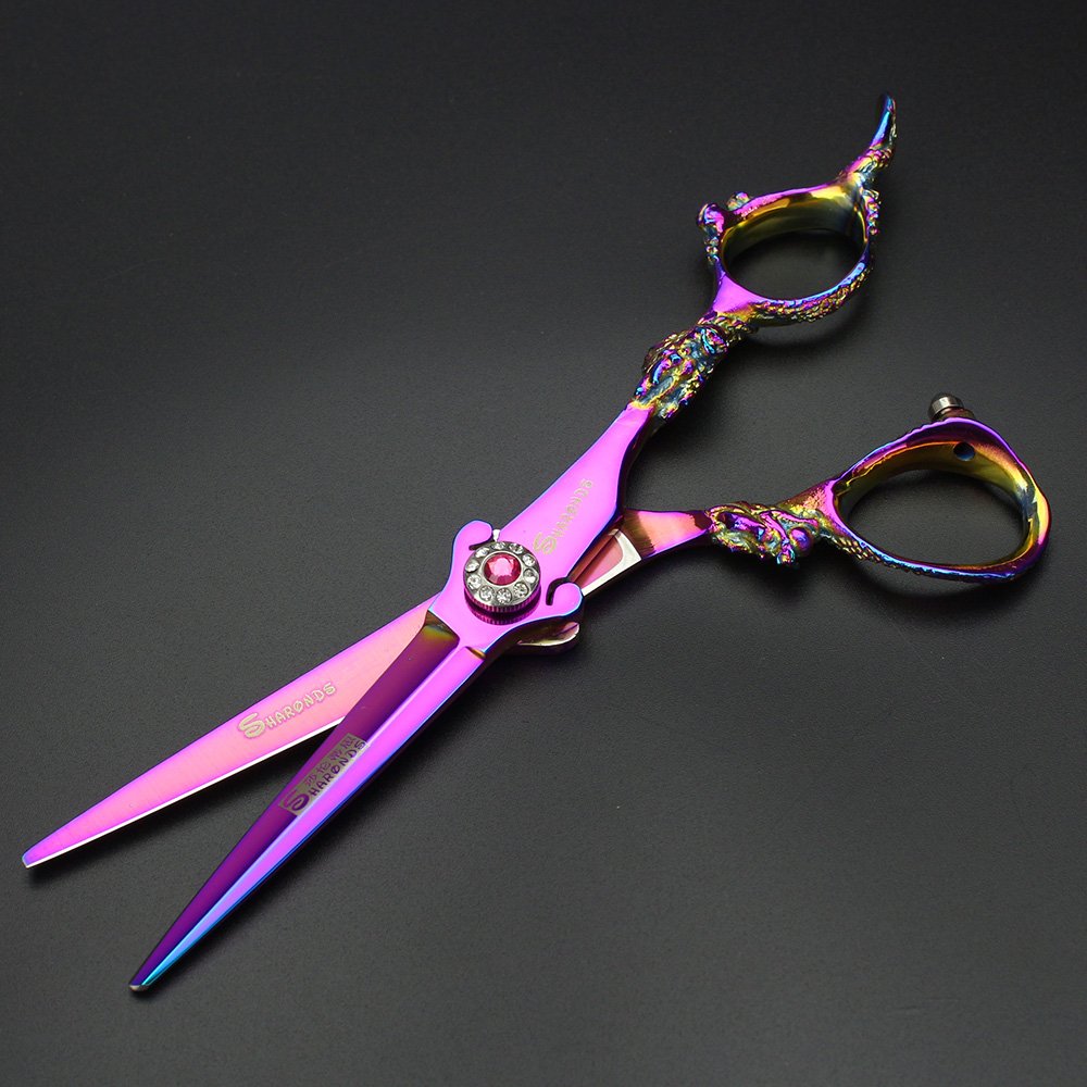 Juego de tijeras profesionales japonesas de peluquería de Dragon Knight de 5,5 pulgadas y 6 pulgadas, color morado