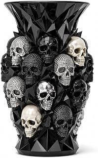 Gothic Skull Resin Vase 5.9 Inch, Goth Home Decor | Skeleton Flower Pot for Indoor Home Office Decor, Halloween Gothic Gift for Flower Lovers (5.9 inch)