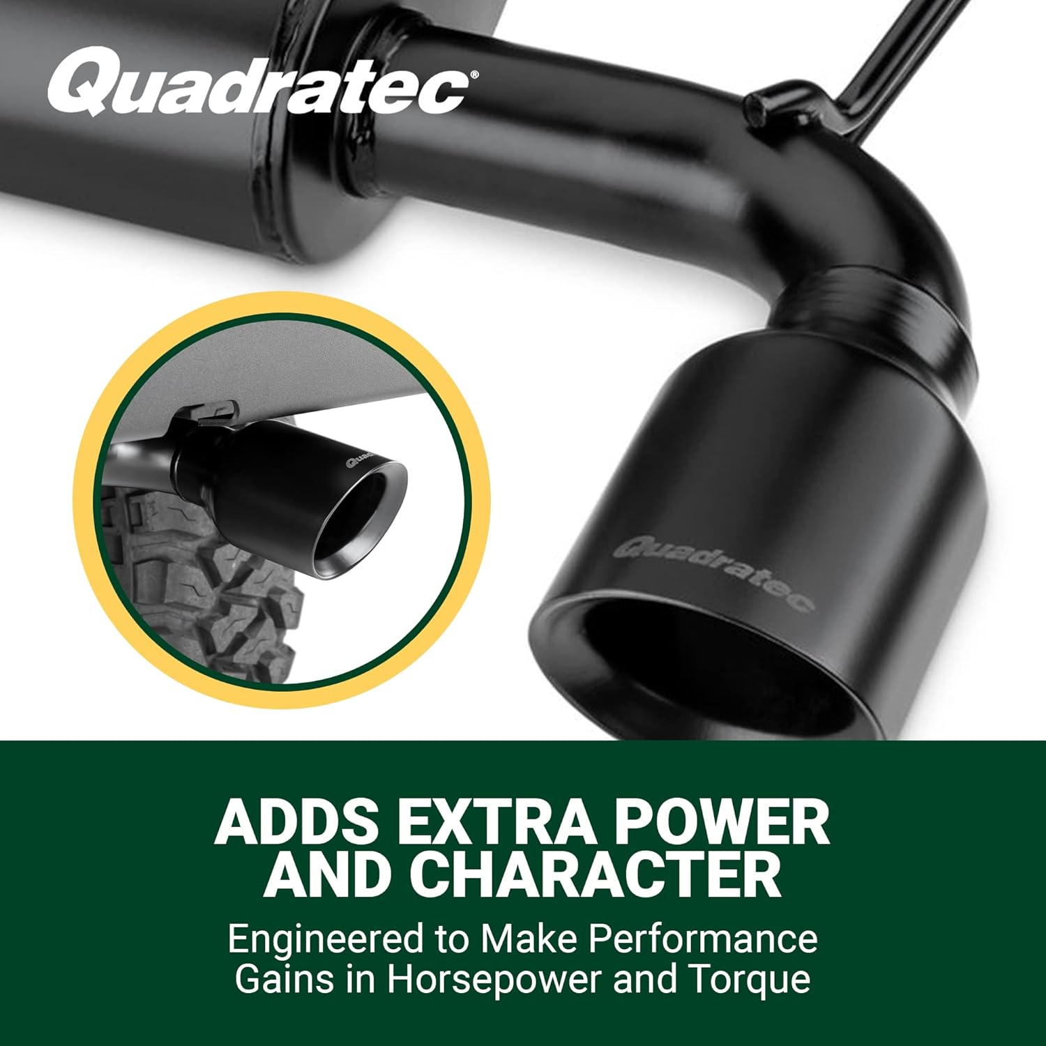 Quadratec Axle Back Dual Outlet Performance Exhaust System - Fits Jeep Wrangler JK 2007-2018 - Offroad Durability - Stainless Steel, Black Finish - Deep Smooth Exhaust Tone - 2.5" Pipe, 4" Tips
