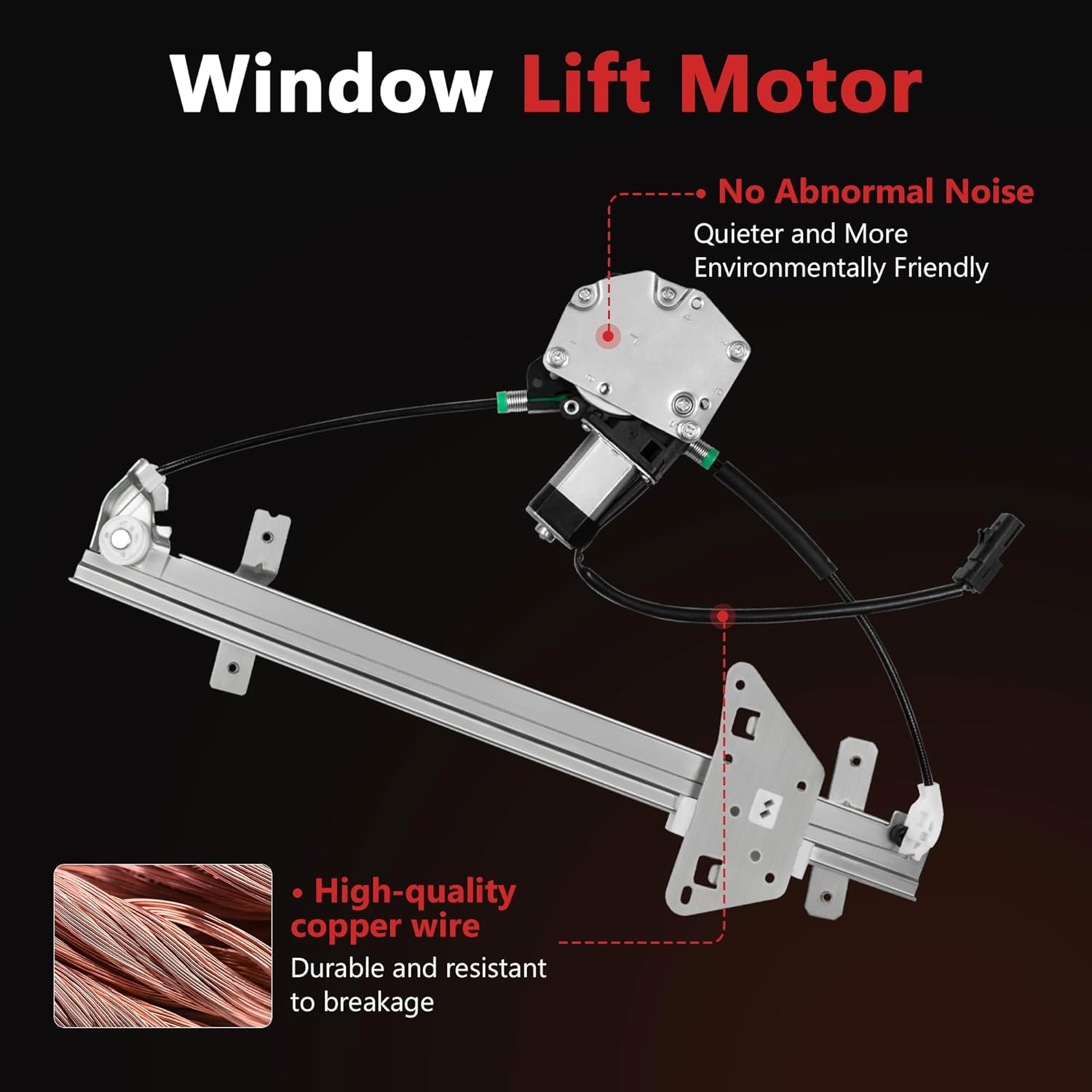 HYR Rear Passenger Side Power Window Regulator with Motor Fit for 2000-2004 Dodge Dakota, 1998-2003 Durango, 741-599 (2 Pins)