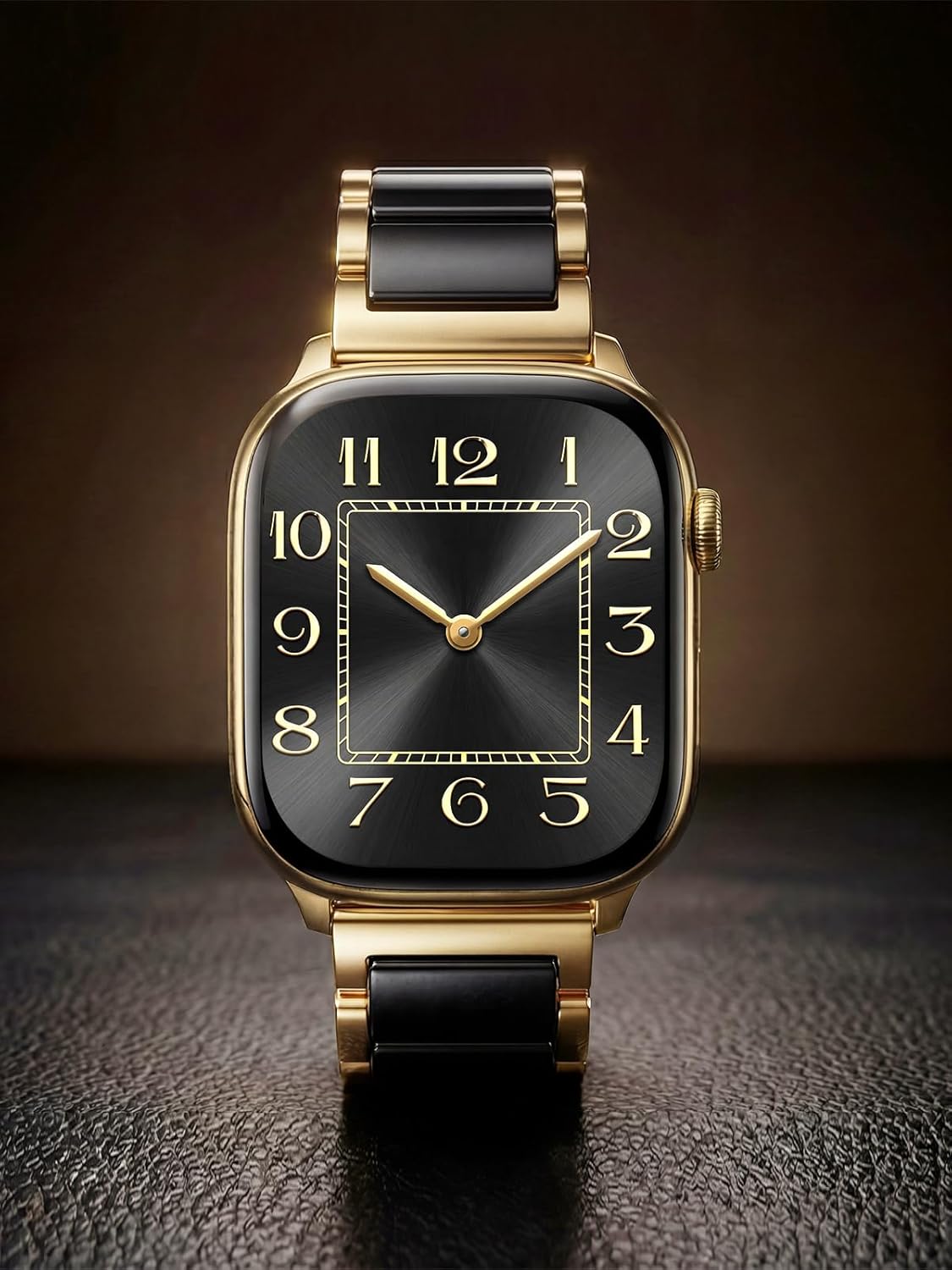 V.R.HOPE Gold Stainless-Steel Metal Resin Apple Watch Band 38mm 40mm 41mm 42mm Fashion Bracelet Strap for Women Compatible with iWatch Series 11/10/9/8/7/6/5/4/3/2/1/SE (Black+Gold) - Image 2