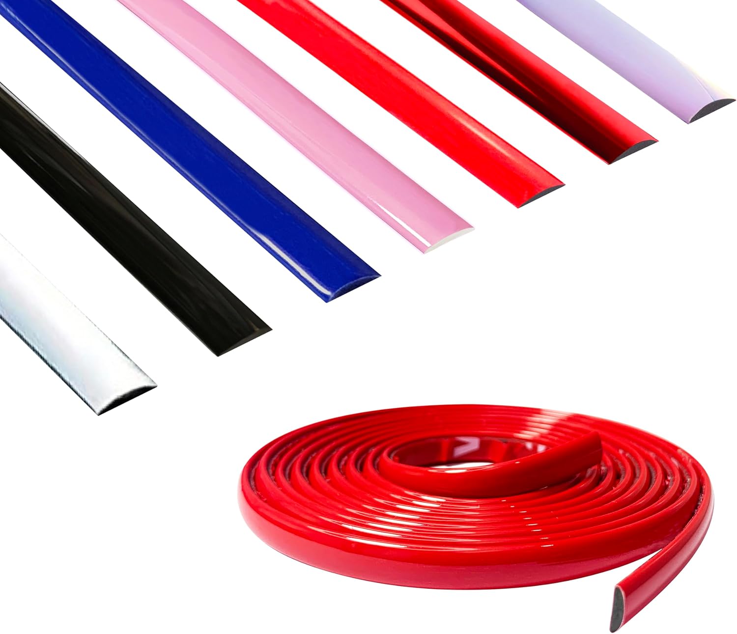 16ft [Width:1/4 inch (6mm)] Auto Molding Trim Universal Bumper Window Door Body Side (Solid Red)