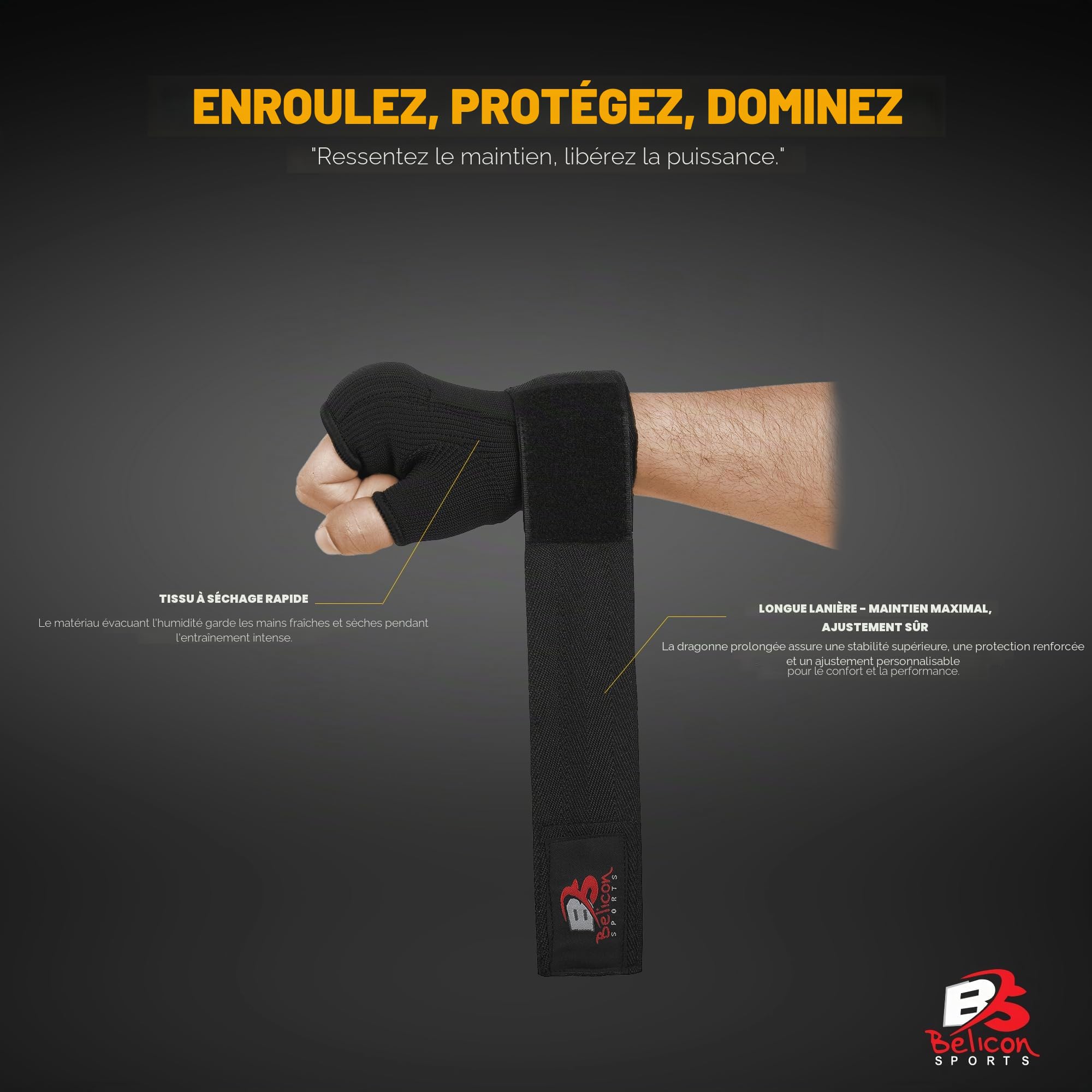 Gants intérieurs de Boxe pour Kickboxing, Boxe et Arts Martiaux, pour Hommes et Femmes