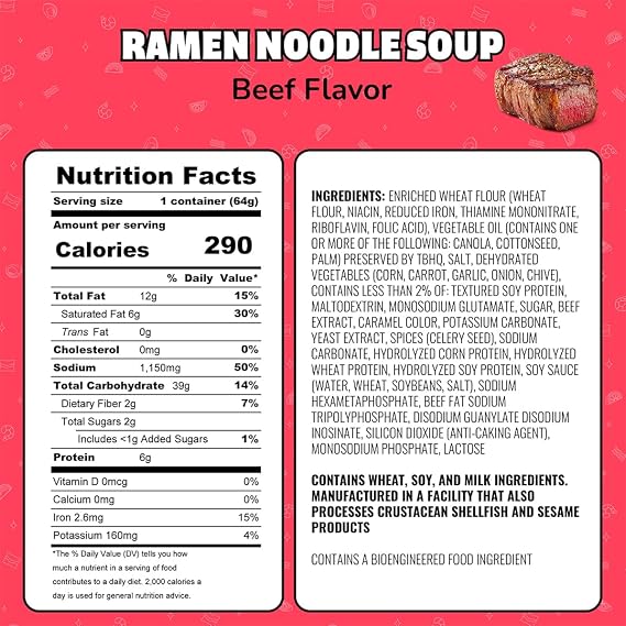 Maruchan Instant Lunch Ramen Noodles, Beef Flavor Japanese-Style Instant Noodle Soup, Easy Meal Ready in 3 Minutes 2.25 Oz. (12 Pack)