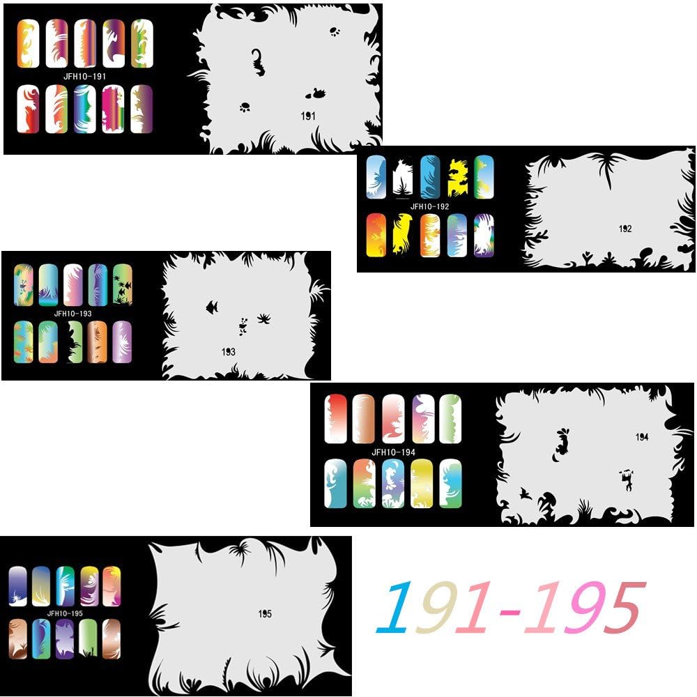 BUYTER Manicure Stencils Tools DIY Design Airbrushing 20 Pieces Reusable Nail Paint Template Sheet