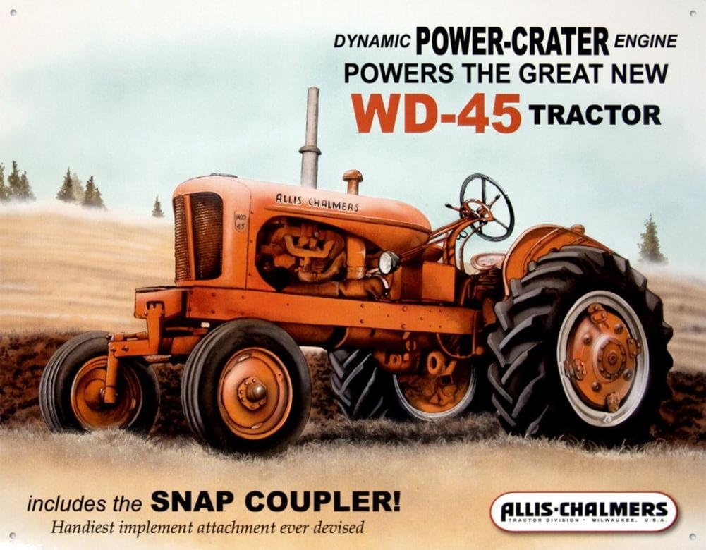 Desperate Enterprises Allis Chalmers - WD-45 Tractor Tin Sign, 16"W x 12.5"H