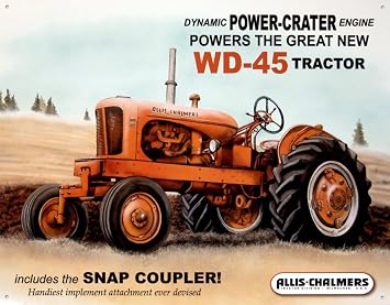 Desperate Enterprises Allis Chalmers - WD-45 Tractor Tin Sign, 16"W x 12.5"H