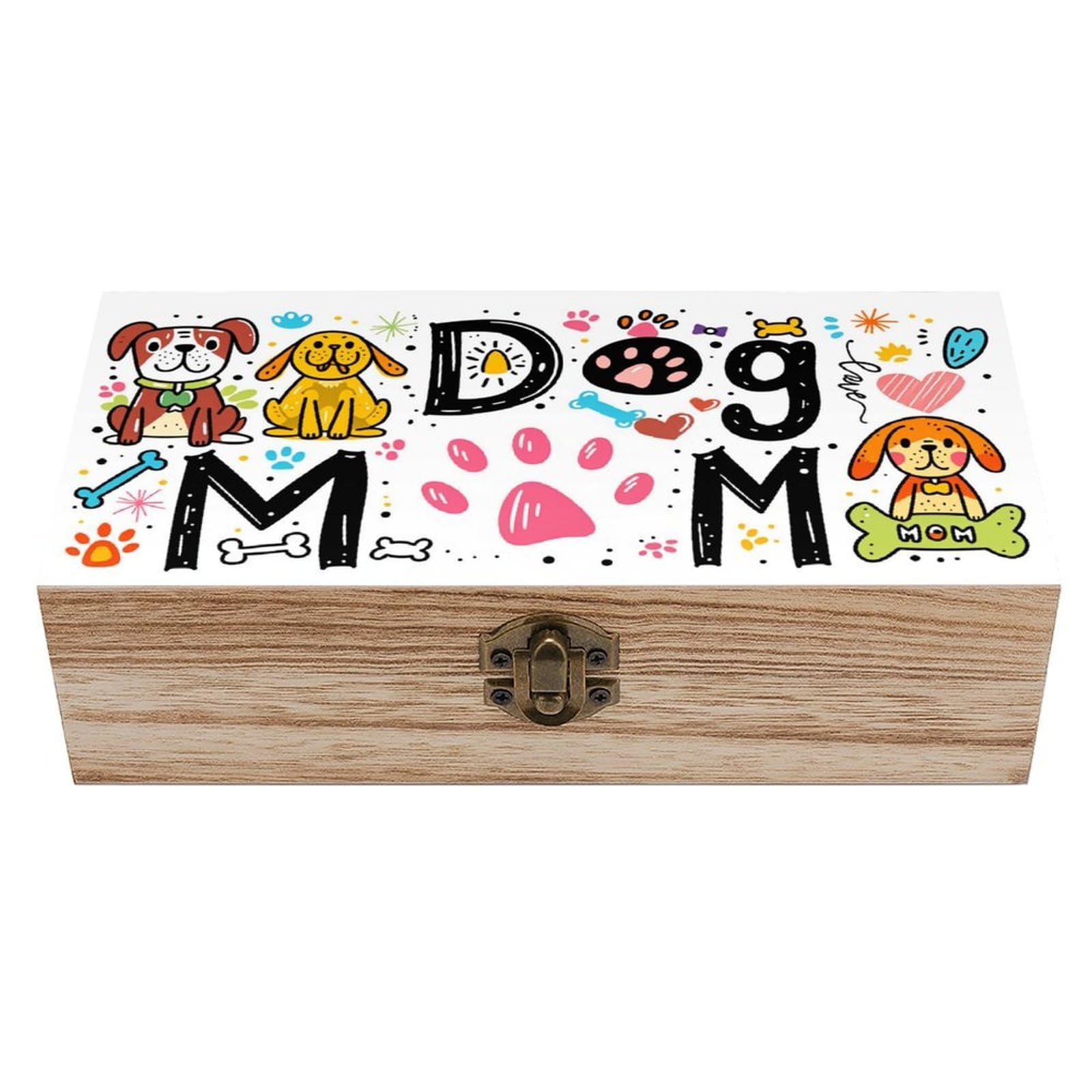 asbwuo Dog Mom Vintage Wooden Keepsake Box