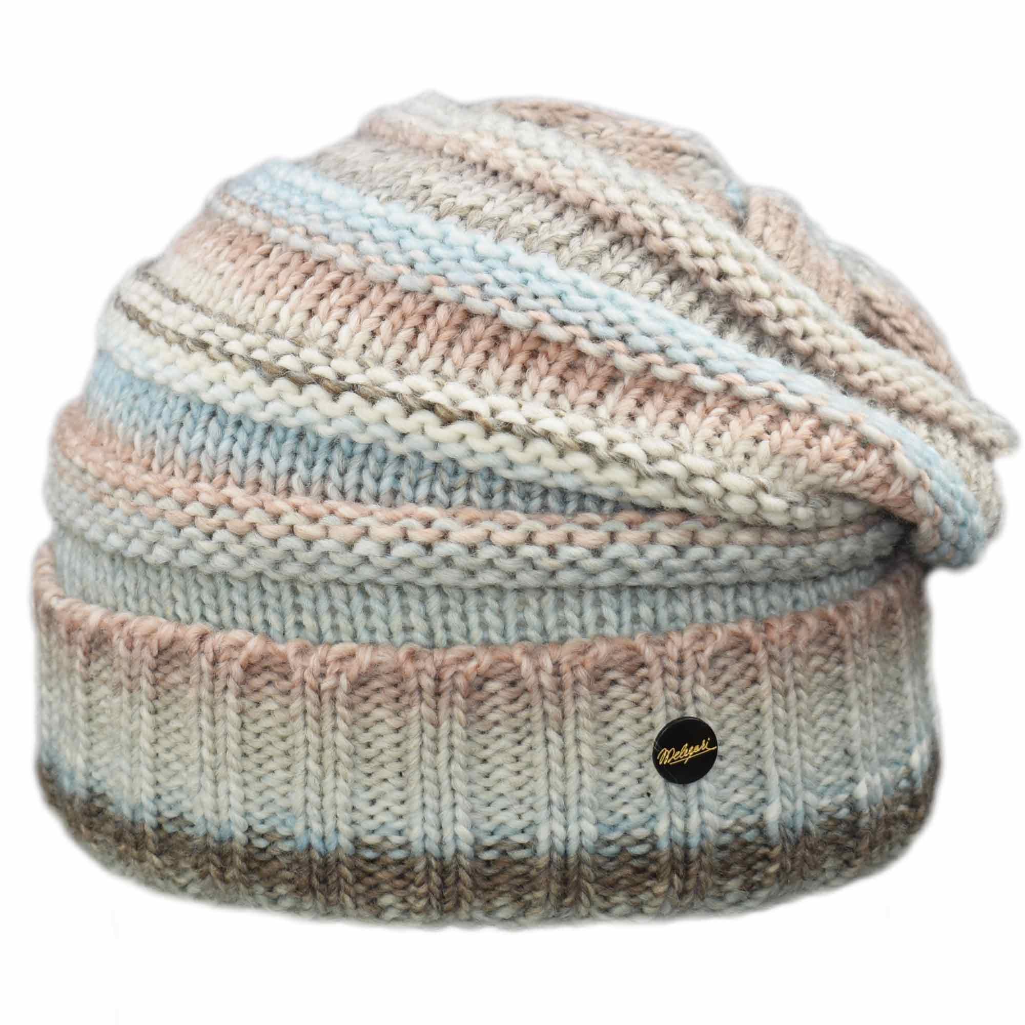 Melegari Gorro de punto Long Beanie colorido | Cornelia | Mezcla de Lana | Protección Interior de Fleece Suave | Fabricación Alemana de Alta Calidad | Unisex