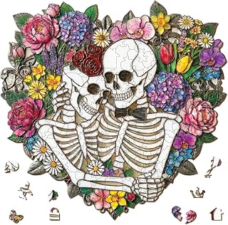 Gifts for Puzzle Lovers, Wooden Puzzles for Adults, Jigsaw Puzzles Hummingbird 200 Pieces for Adults 12x12in, Birthday Gift, Mother's Day, Challenging Game Idea Game Night (Custom Skull)