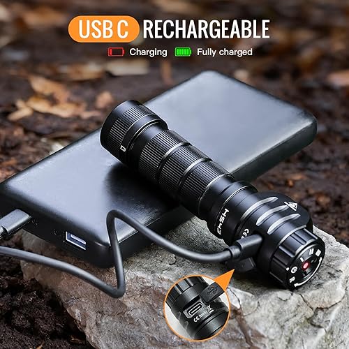 Miniatura 4 de Sofirn HS43 - Linterna frontal con luz roja, 3200 lúmenes, recargable, LED, impermeable, para adultos, perfecta para camping, senderismo, caza,