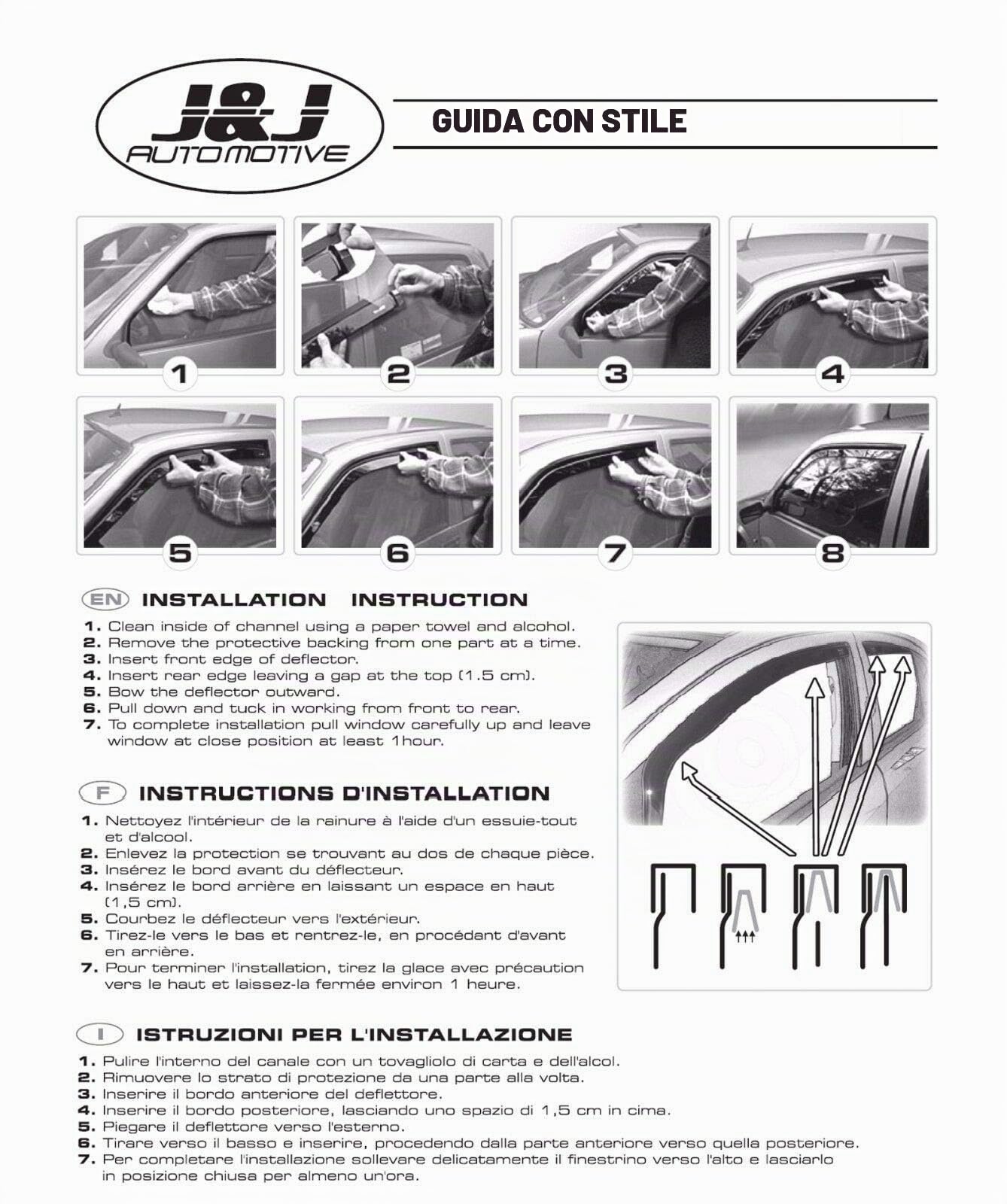 J&J AUTOMOTIVE Deflettori d'Aria per Citroen C3 Picasso 2008-2017, Set da 4 Pezzi, Nero Fumé Oscurato Heko