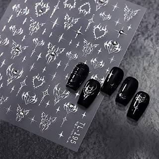 5D Embossed Star Nail Art Stickers - Butterfly, Heart, Silver Star Decals - Self-Adhesive Rhinestone Bling Nail Supplies for Women & Girls - DIY Manicure