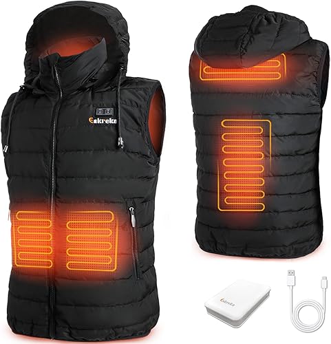 Eskreka Heated Vest for Men with Hood, Lightweight Men's Heated Vest with Battery Pack Included Rechargeable Heating Jackets