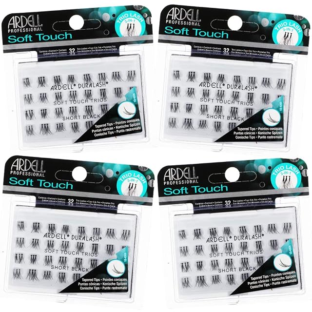 Ardell Soft Touch Trios Individual False Eyelashes - DIY Lash Clusters Lightweight Reusable Eyelash Extensions Black 4 Pack