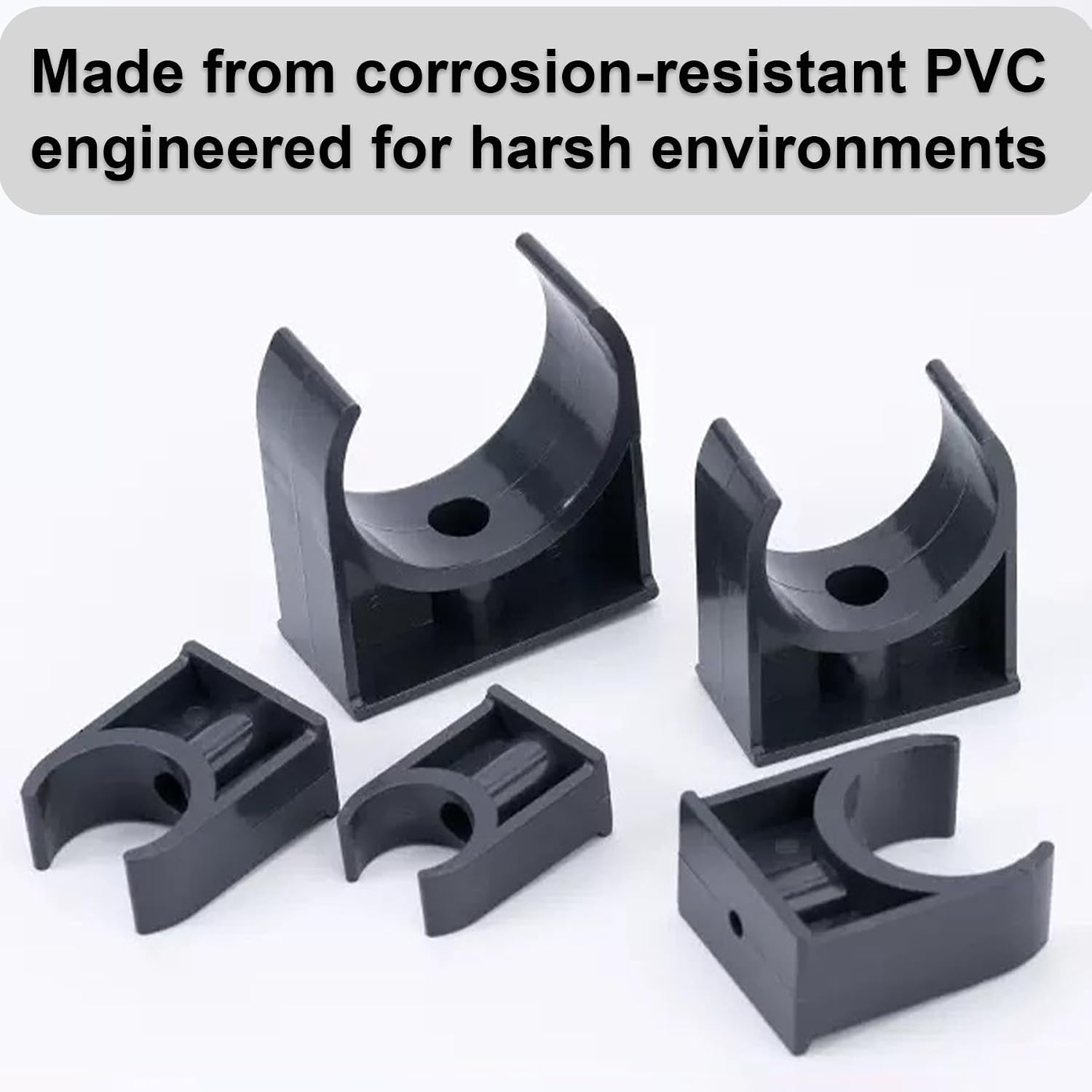 PVC U-Shaped Pipe Support Water Pipie Fixing Clamp Hose Holder Clip - Industria Grade for 1.97"/50mm OD, 20Pcs
