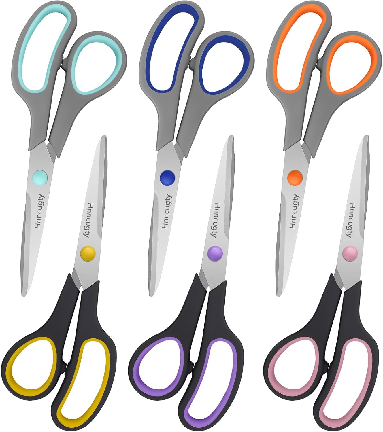 Scissors for Office School Supplies, Hnncugty 8" Scissors All Purpose Bulk Set of 24-Pack, Sharp Shears for Home Craft Sewing Fabric, Middle School Student Teacher Supplies, Comfort Right/Left Handed
