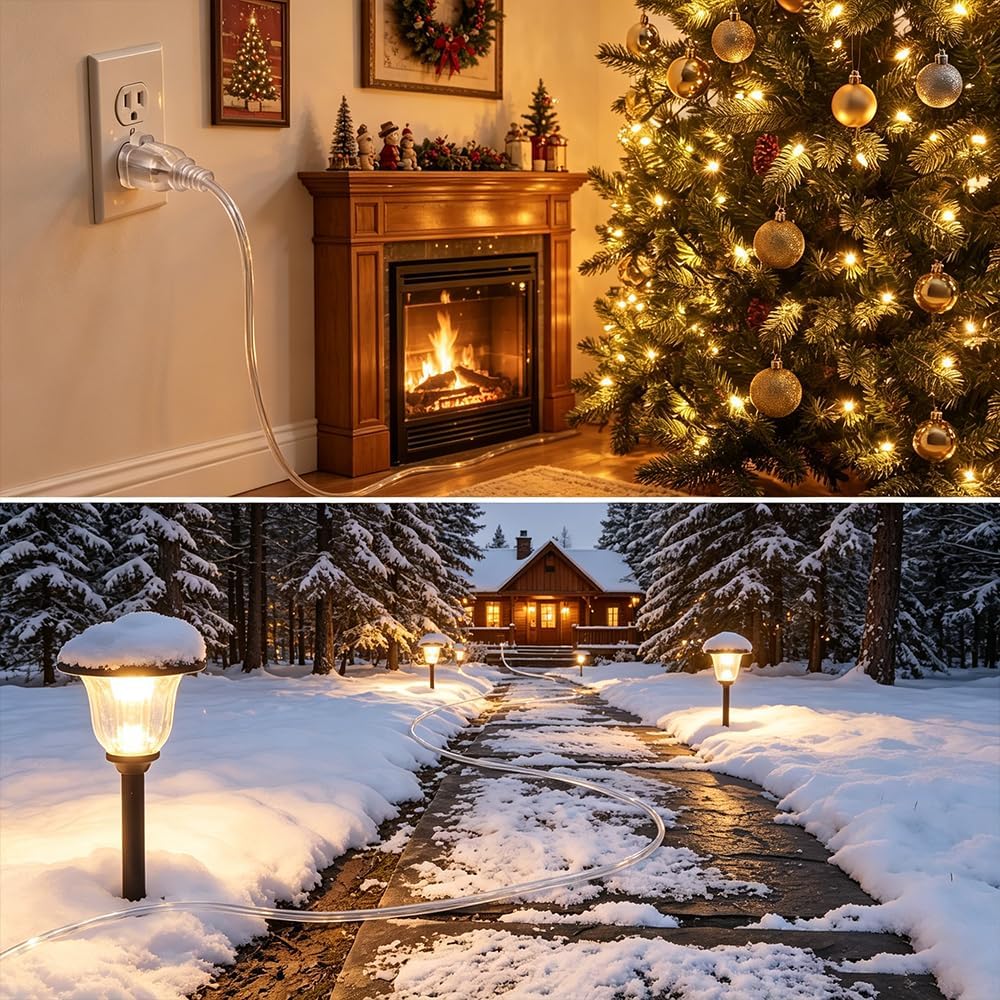 [ETL Listed] 6 Feet Transparent Lamp Cord, Invisible Extension Cord for Christmas Tree, 18 AWG 10A 125V 1250W, 2-Prong Transparent Wire for Christmas Tree image 5