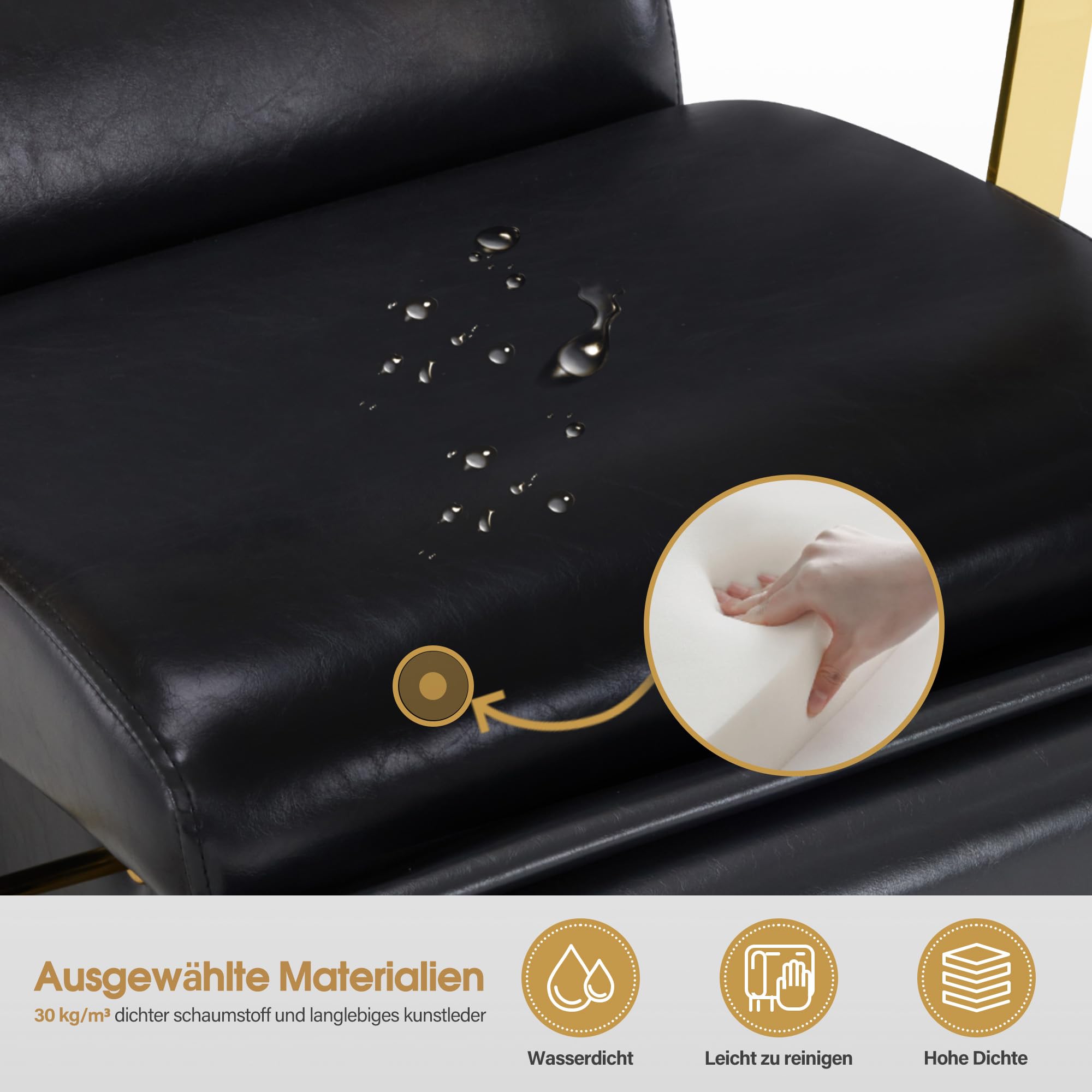 Barberpub Silla de peluquería con lavabo, lavadero de peluquería, lavabo de cerámica ajustable, sillón de peluquería para spa salón, reposapiés plegable, 8670GBK