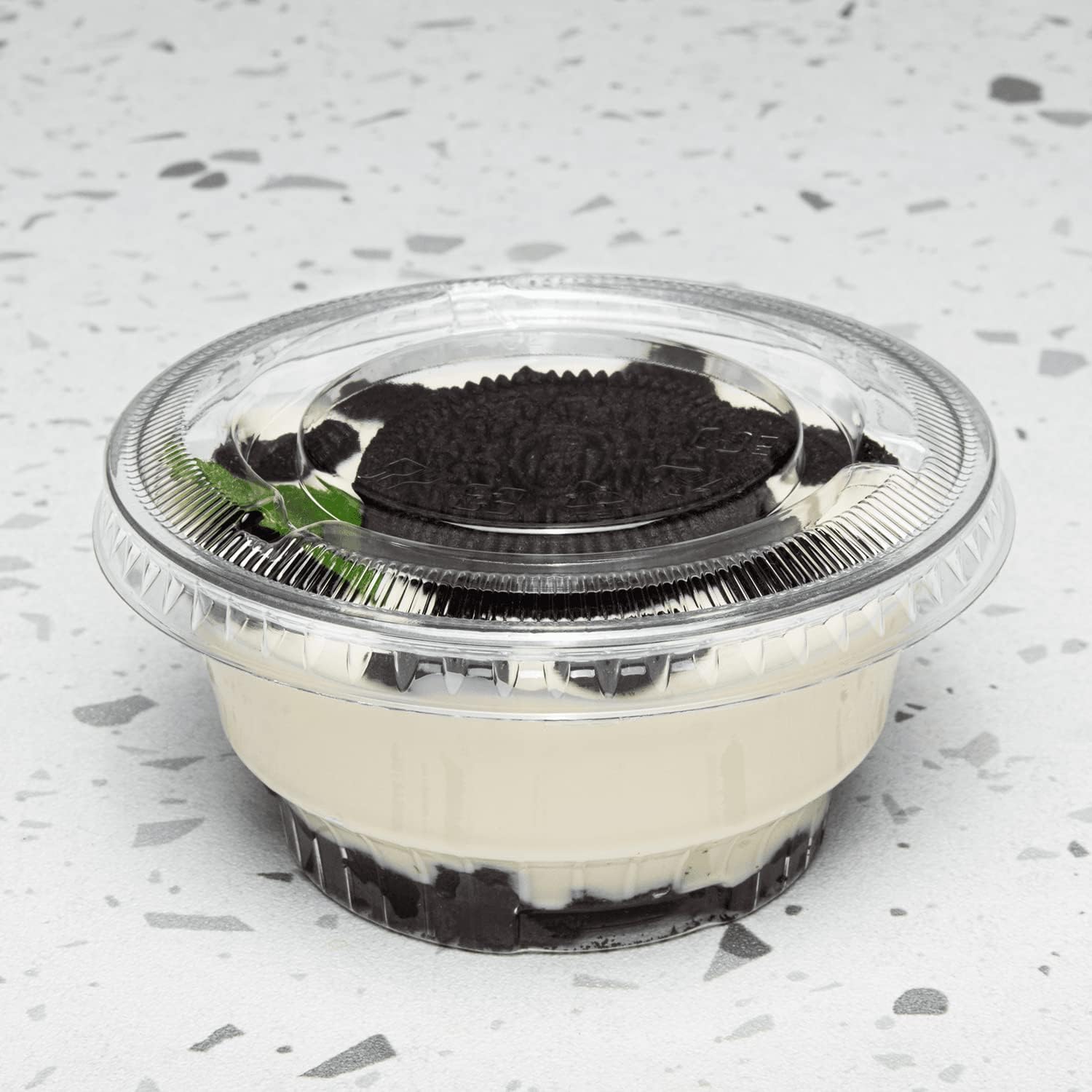 Karat C-H662TS-A-NH 92mm Diameter disposable PET Flat Cup Lids without straw hole for 9 oz,12 oz Cold Cups and 5 oz, 8 oz Dessert Cups, Case of 1000