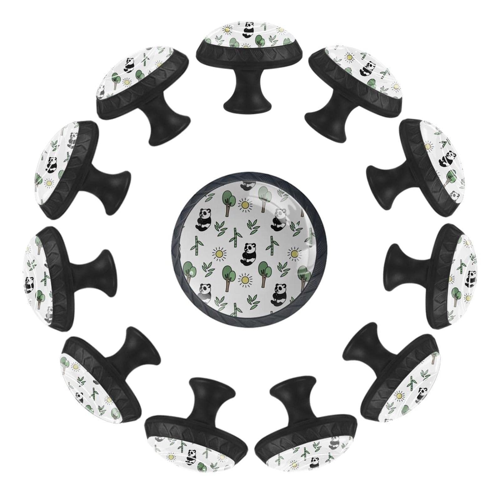 Boutons de tiroir panda lot de 12 poignées rondes en bois 35mm décoratives pour meuble de crèche