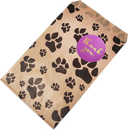 Miniatura 2 de CuteBox Company - 100 bolsas de regalo de papel plano de 5 x 7 pulgadas con 100 calcomanías de agradecimiento moradodorado de 1.5 pulgadas para