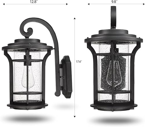 Miniatura 2 de Farol de pared exterior al aire libre, aplique moderno de pared de granja, farol, luz de porche, iluminación de montaje en pared, acabado negro con