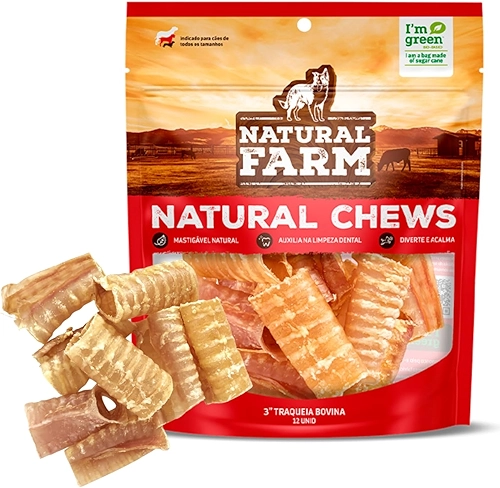 Petisco Natural para Cães Traqueia Bovina Desidratada 12 Unidades Ideal para Todos os Portes Ossinho Mastigável Saudável Pet